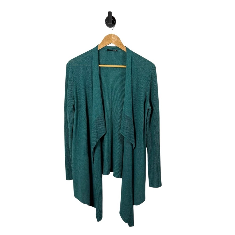 Eileen Fisher Women’s Woven Silk Blend Waterfall Cardigan in Teal Size M